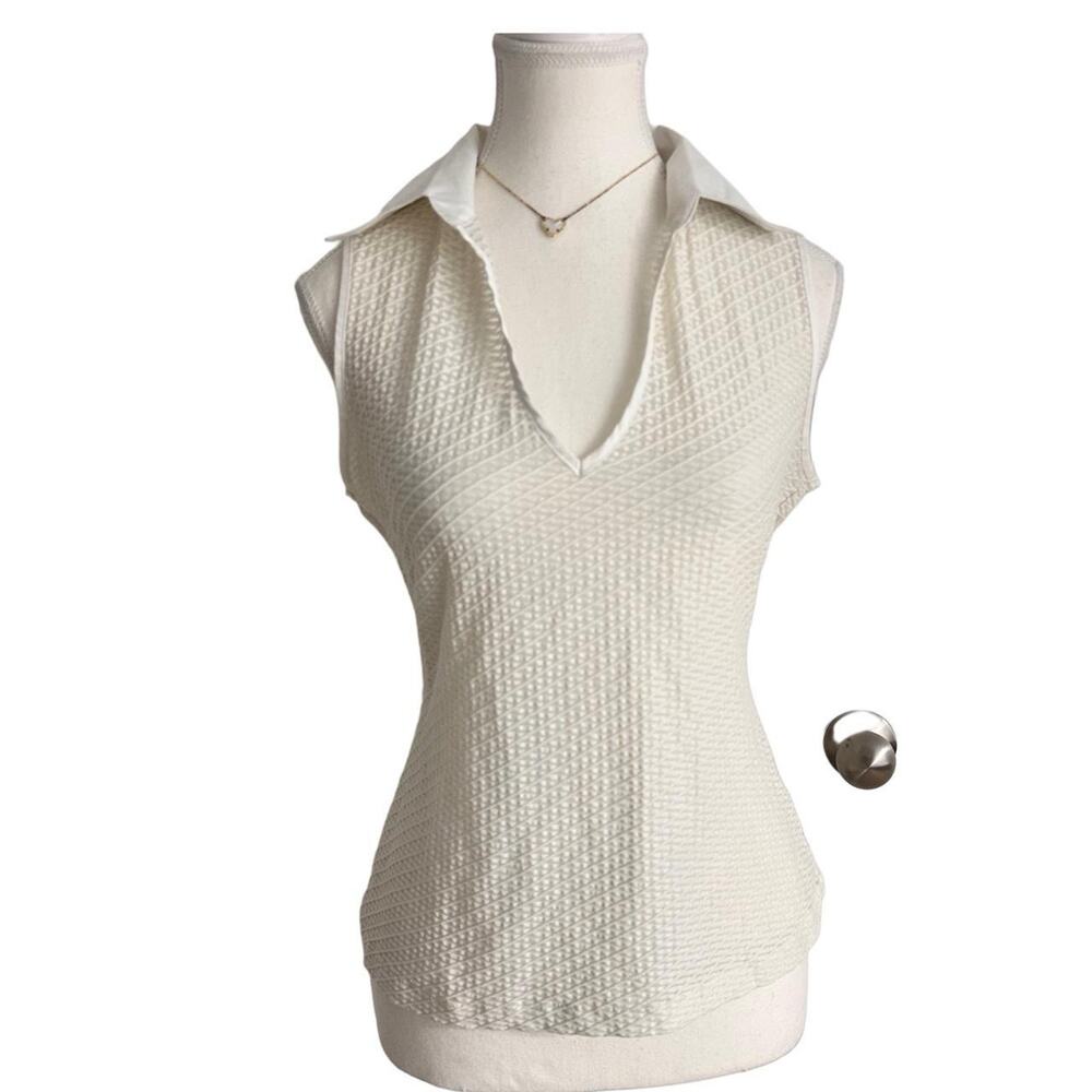 New York & Company Women’s Size M Vintage Collard Plunging V Neck Old Money